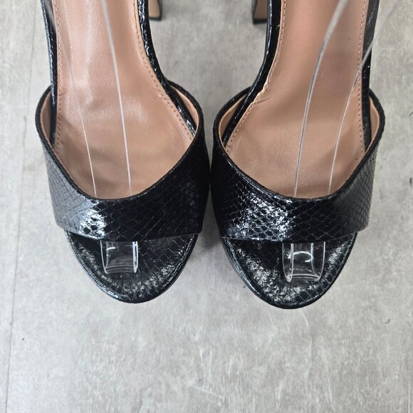 Steve Madden Chunky Platform Heels 8 Black Croc Dressy Formal High Heeled Shoes - Picture 10 of 12